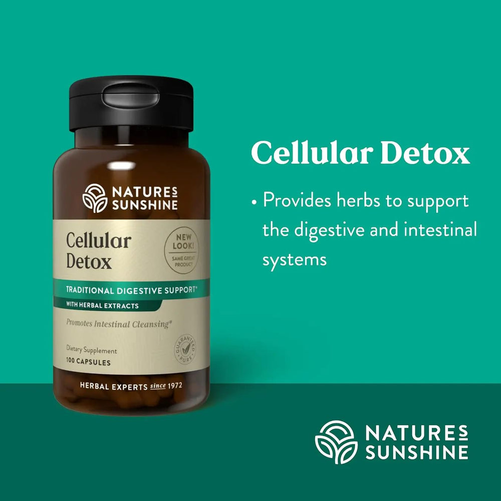 Nature's Sunshine Cellular Detox capsules highlight convenient, portable digestive support