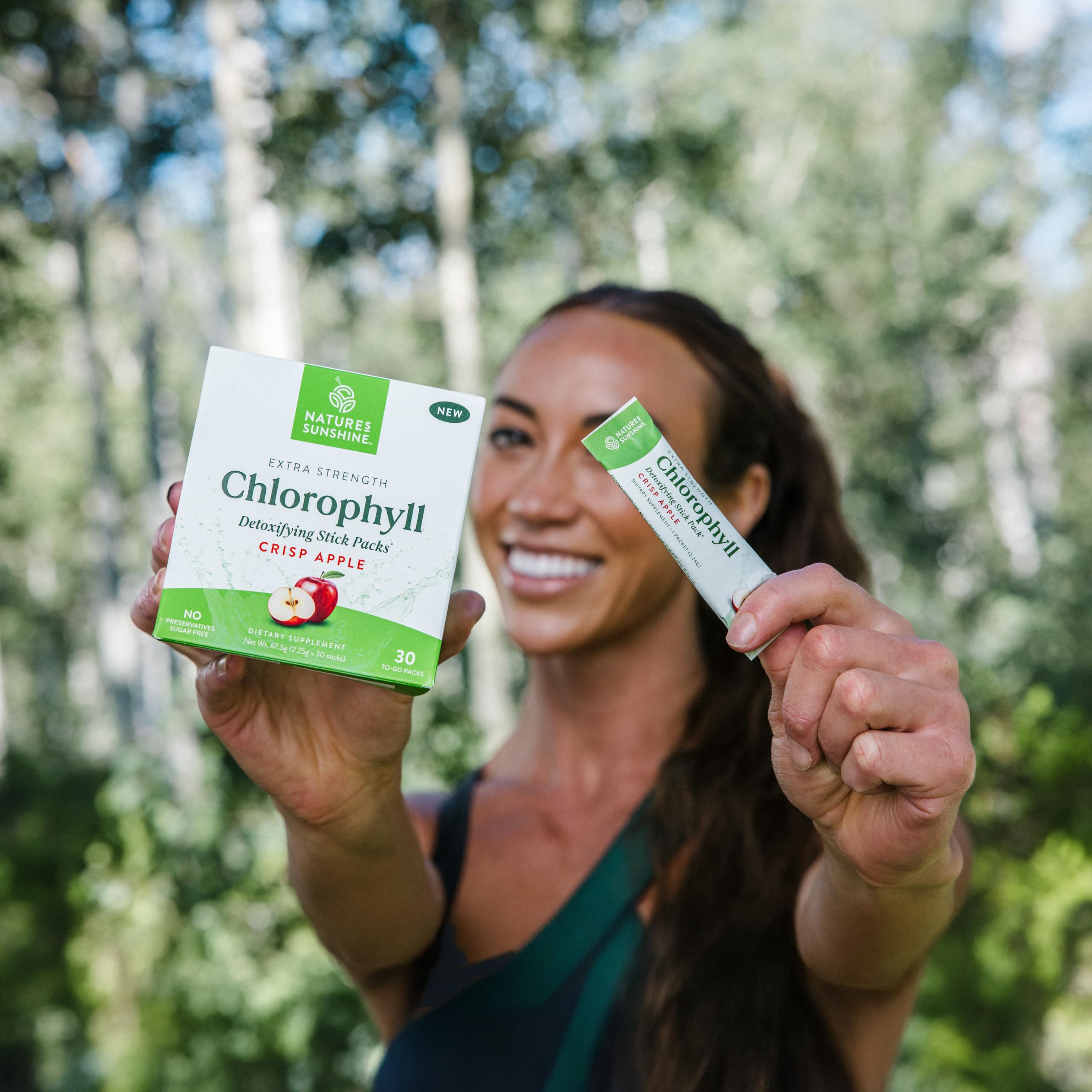 Eco-friendly packaging for Nature's Sunshine chlorophyll sticks