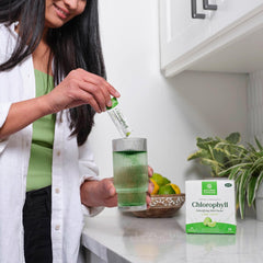 Nature's Sunshine Chlorophyll Stick Pack Lime Twist with prebiotic fiber for digestive health support