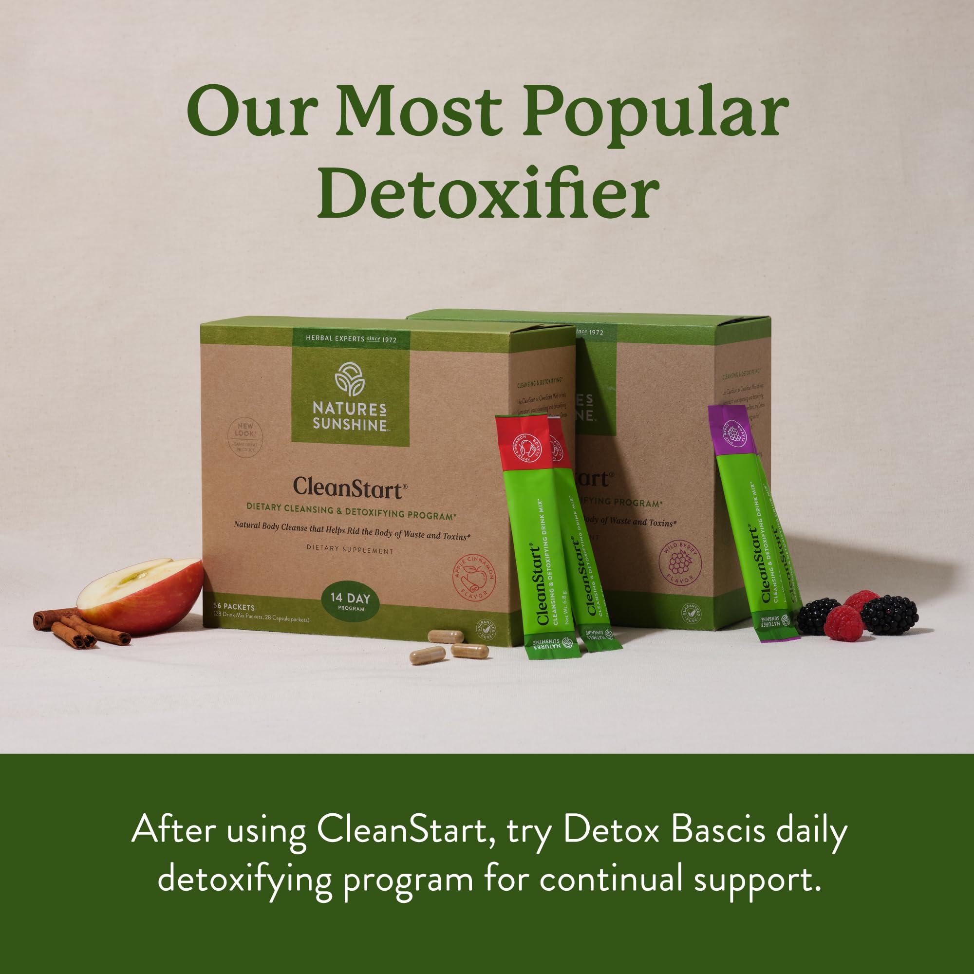 Full box of Nature's Sunshine CleanStart Mild on a table