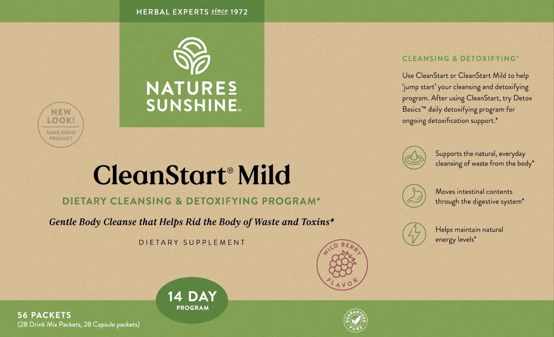 Packaged CleanStart Mild packets displayed on a shelf
