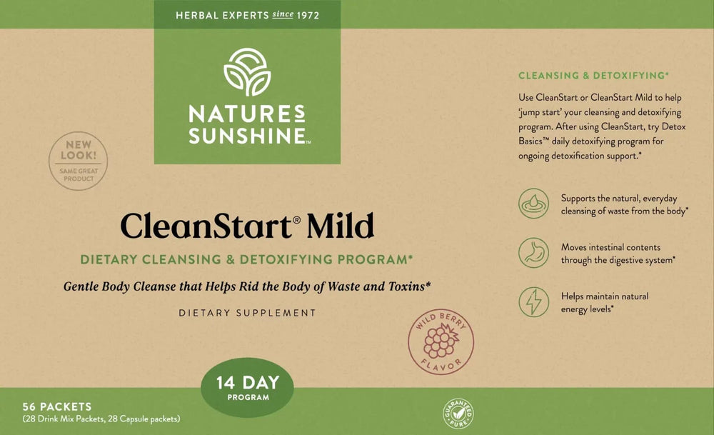 Packaged CleanStart Mild packets displayed on a shelf