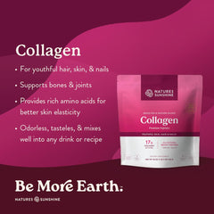 Nature's Sunshine collagen powder pour showing smooth texture for easy blending.