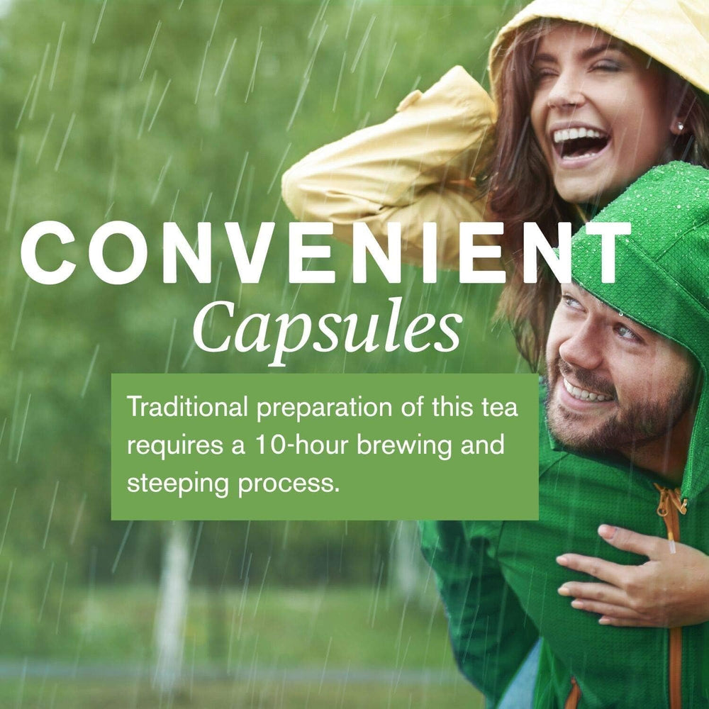 Nature's Sunshine E-Tea Capsules with a glass of water for routine immune support.
