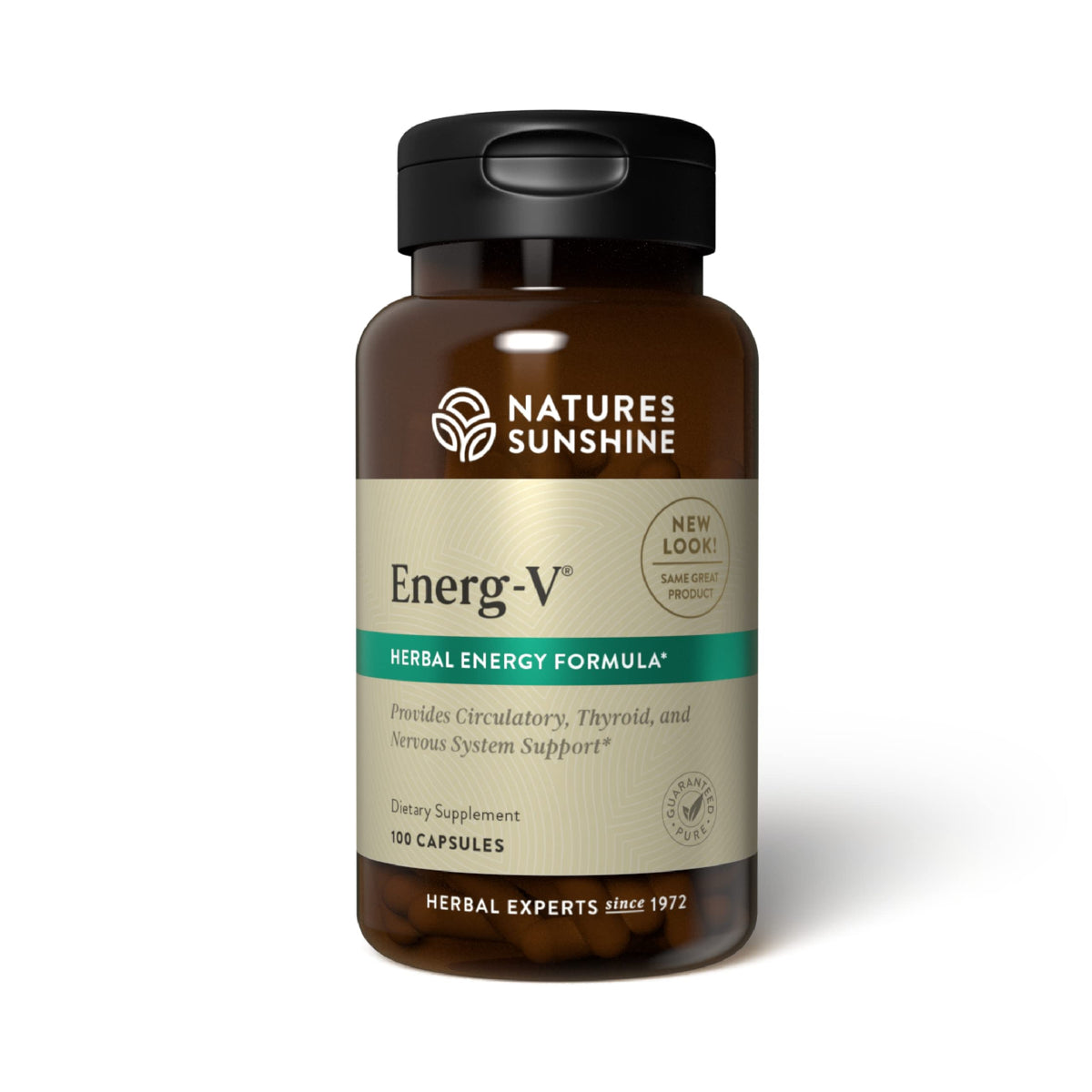 Nature's Sunshine Energ-V 100 capsules bottle for daily energy support