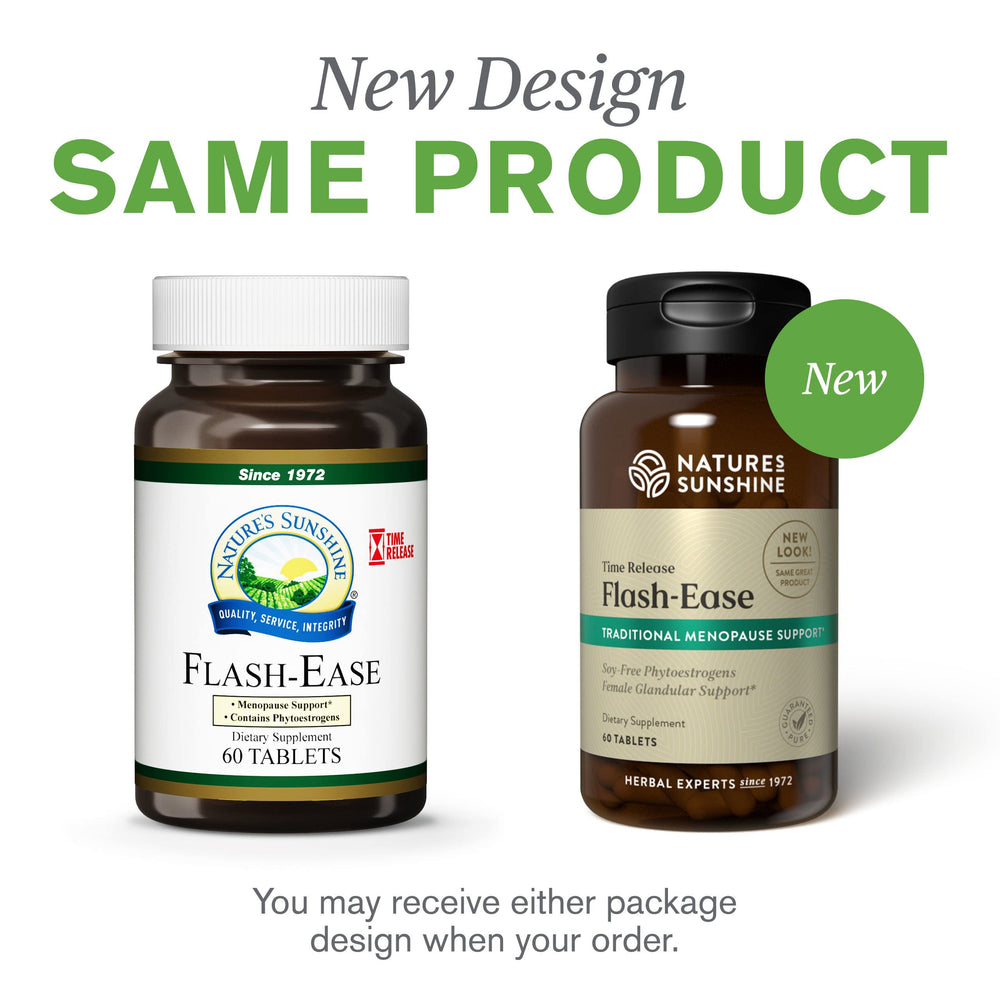 Herbal blend imagery with dong quai and black cohosh for support.