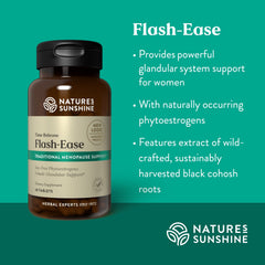 Label close-up with ingredient highlights: black cohosh, dong quai, balance.