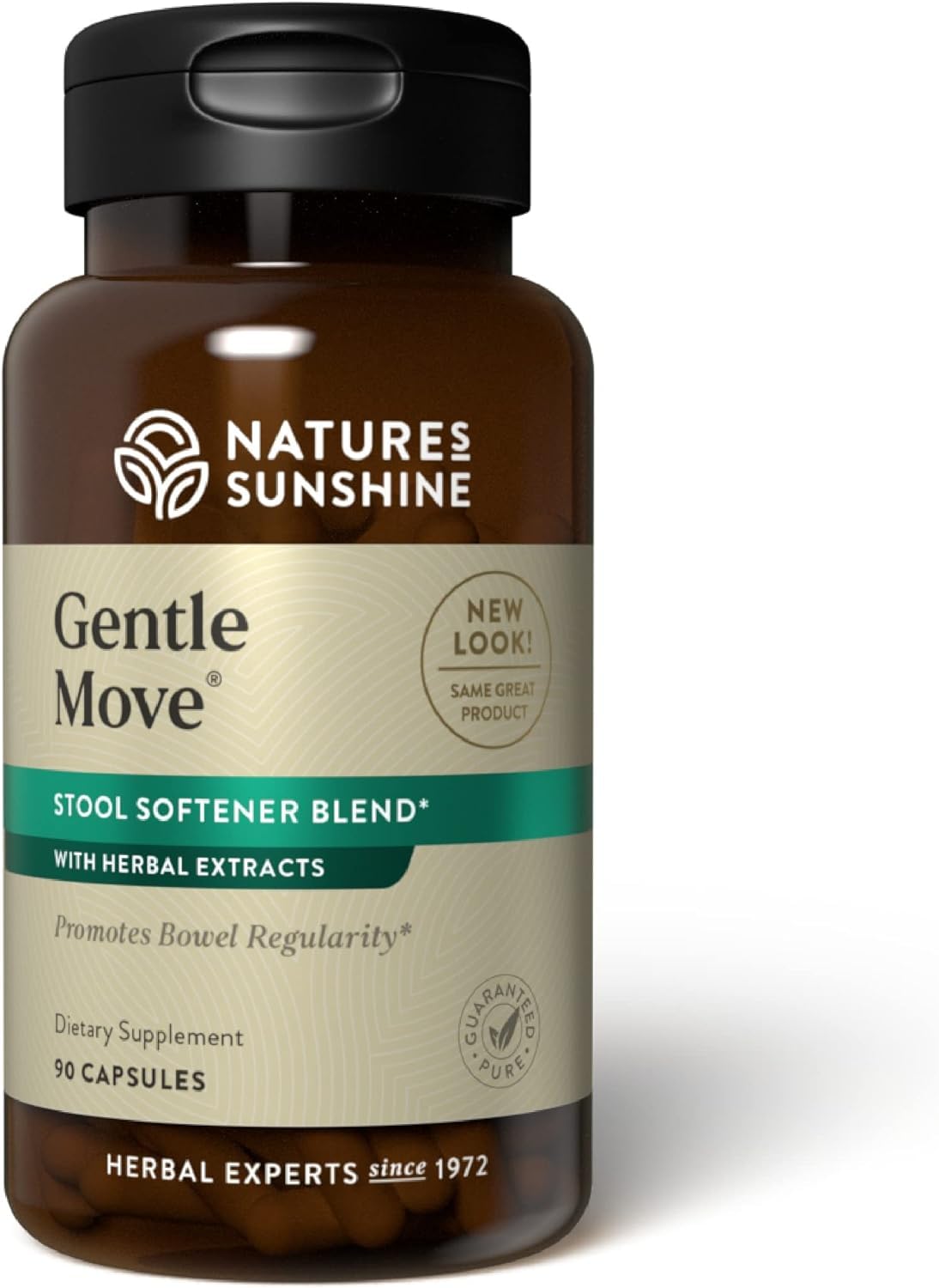 Nature's Sunshine Gentle Move bottle, convenient daily capsules for digestive support