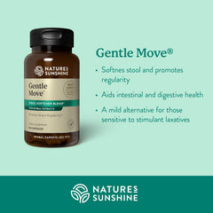 Nature's Sunshine Gentle Move capsules displayed for non-stimulant bowel comfort
