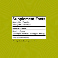 Product label shows hawthorn berries content and potency