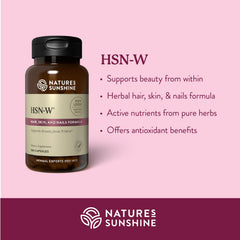 Nature's Sunshine HSN-W capsules close-up emphasizes potency and consistent manufacturing standards