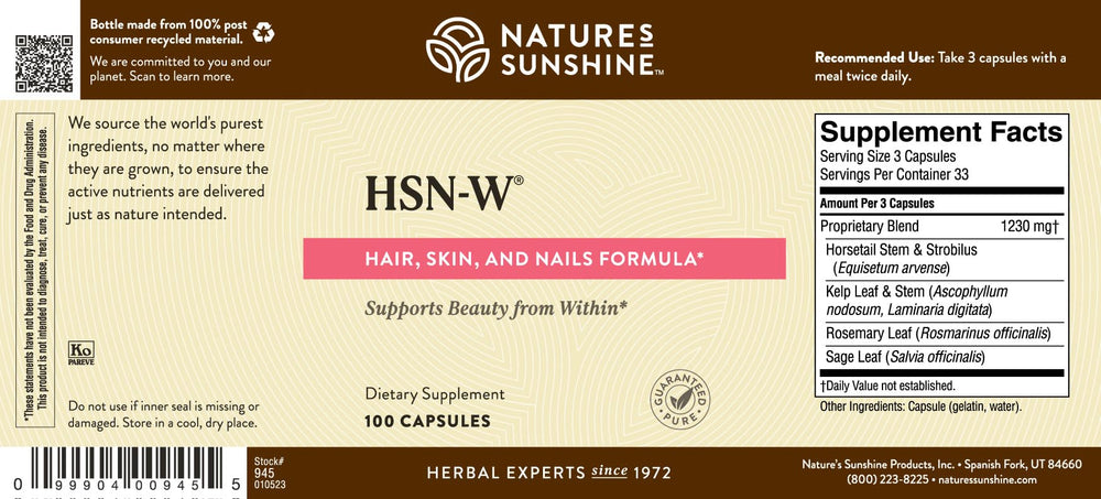 Nature's Sunshine HSN-W lifestyle image shows easy daily capsule routine