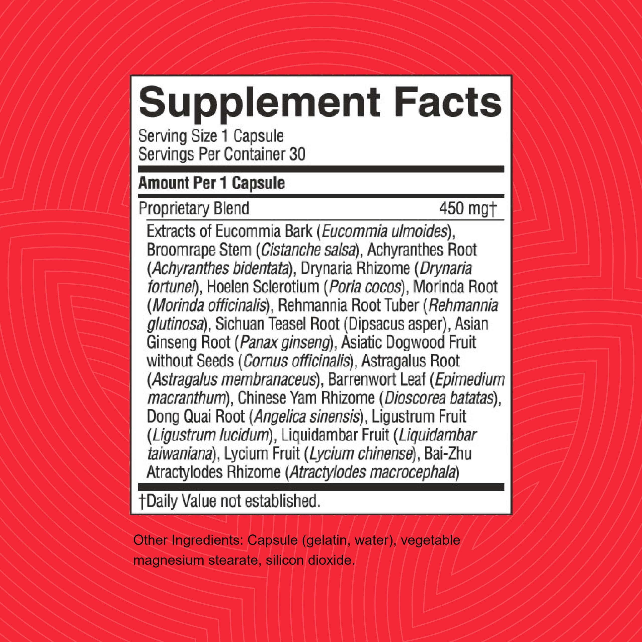 Close-up of KB-C herbal blend highlighting eucommia and other traditional ingredients.
