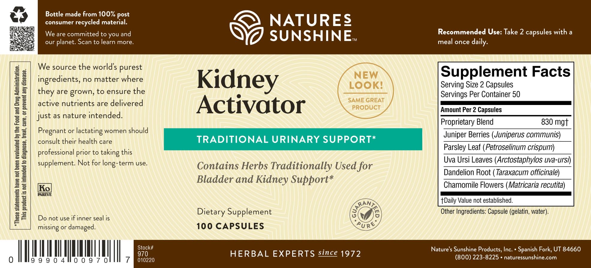 Nature's Sunshine Kidney Activator pills arranged neatly suggest easy daily intake.