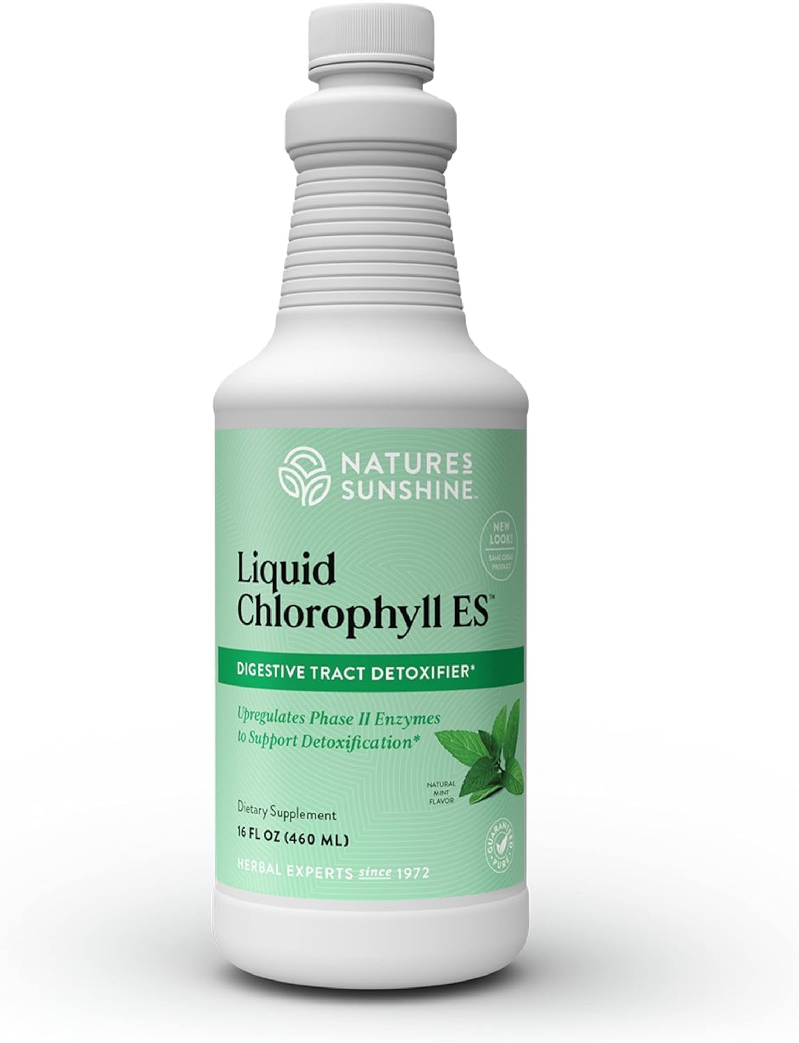 Nature's Sunshine Liquid Chlorophyll bottle front view with extra strength formula for detox support.
