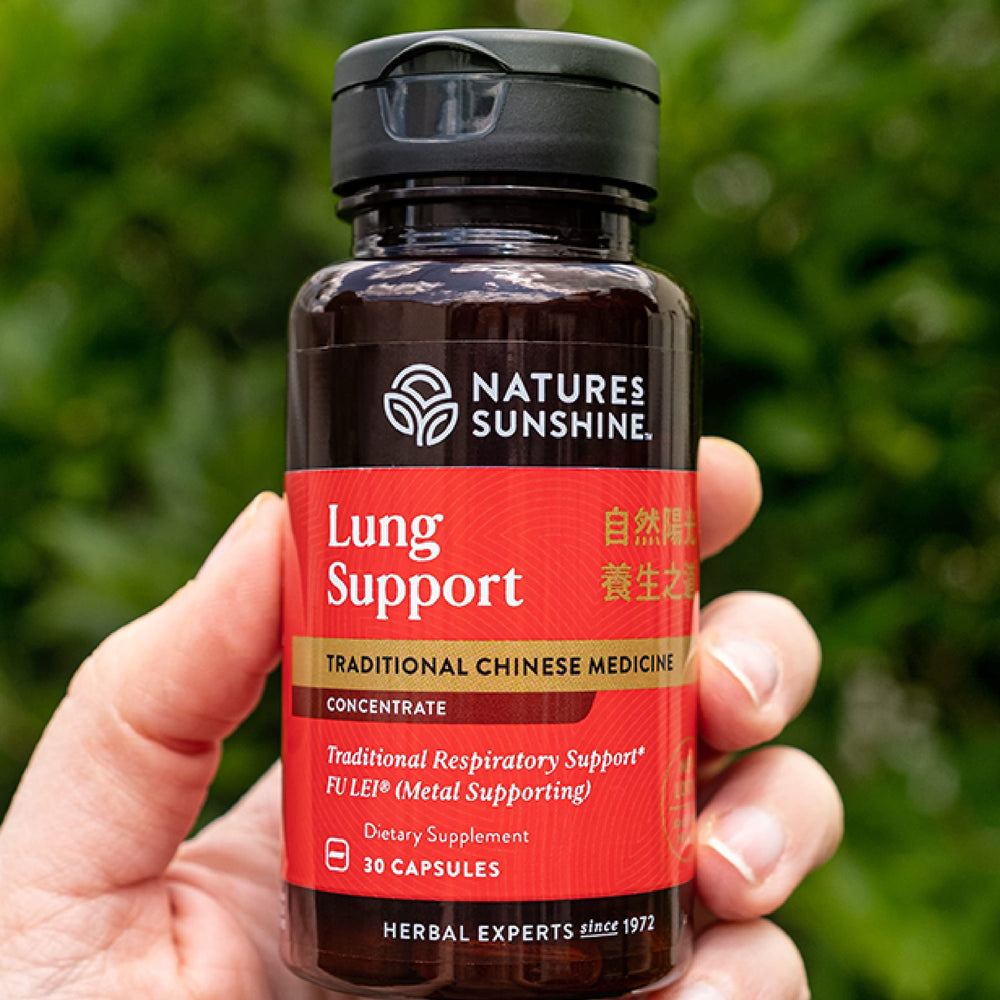 Cap closeup on Nature's Sunshine bottle shows capsules for easy daily use.