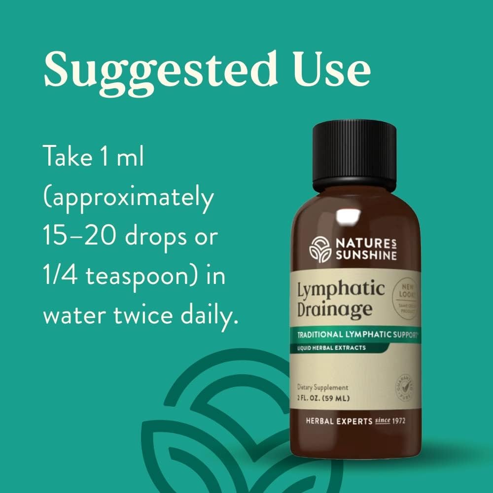 Amber Nature's Sunshine bottle shows plant-based lymphatic support.