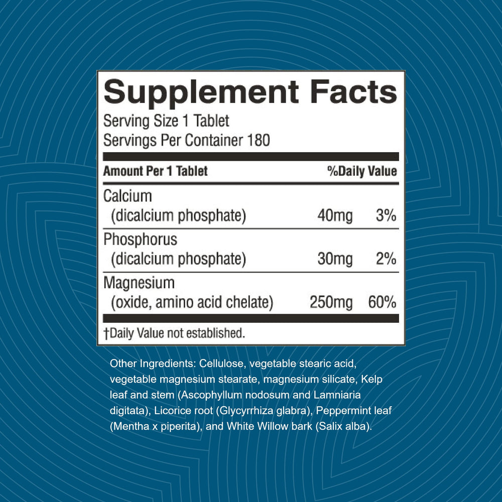 Nature's Sunshine Magnesium bottle label, clearly listing ingredients for reliable daily supplementation