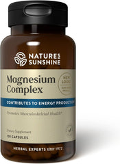 Nature's Sunshine Magnesium Complex bottle front—daily relaxation support from high-potency citrate and malate.