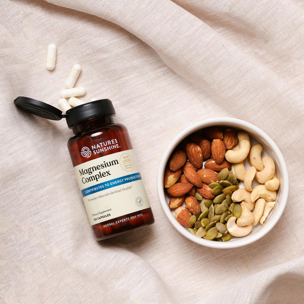 Nature's Sunshine magnesium serving size info—50 servings per container.