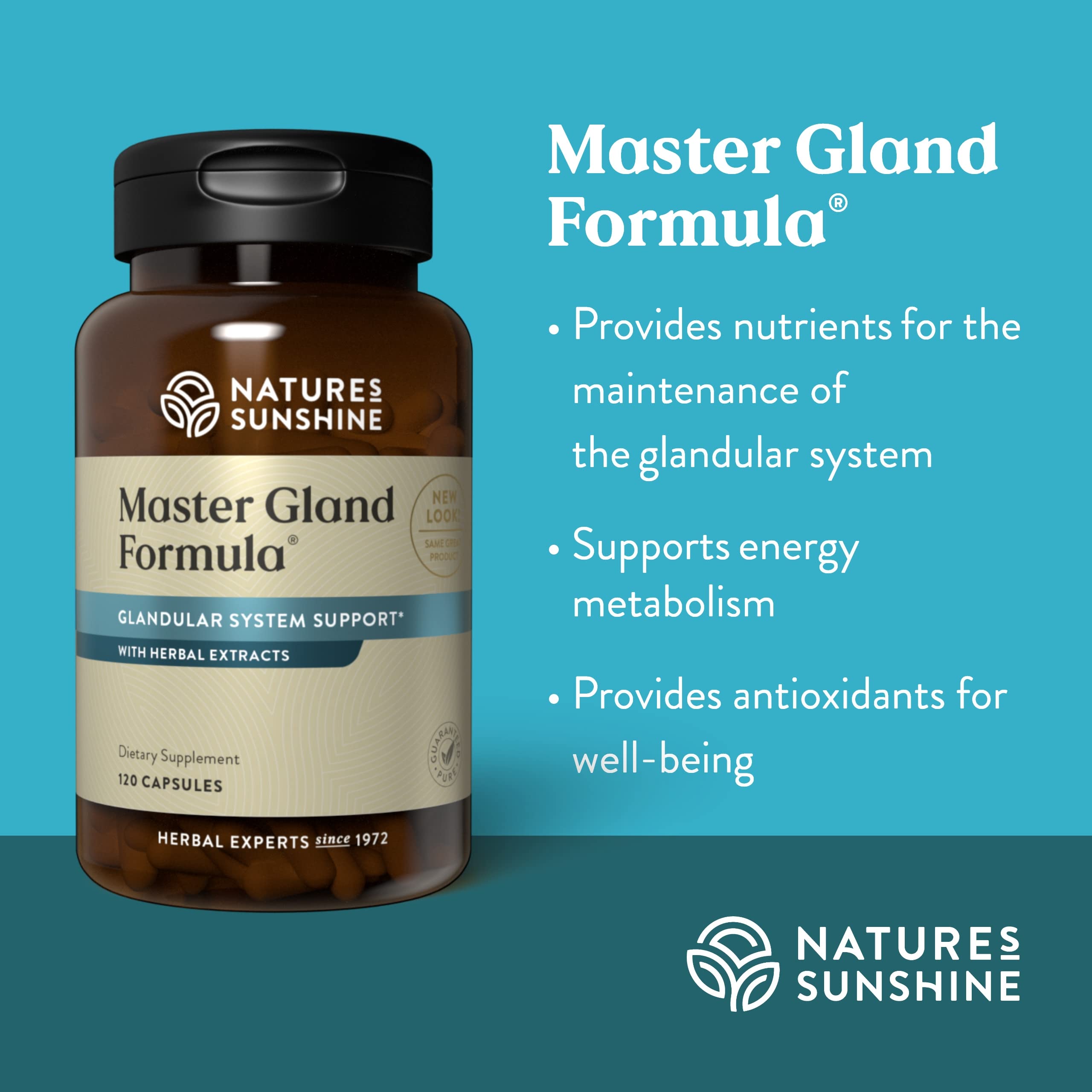 Herbal base graphic indicating natural support within the formula.