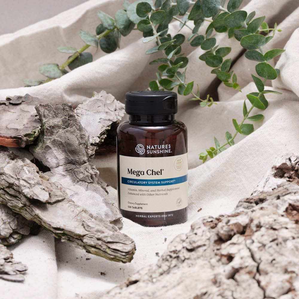 Nature's Sunshine Mega-Chel ingredient list image showing vitamins and herbs for daily support.