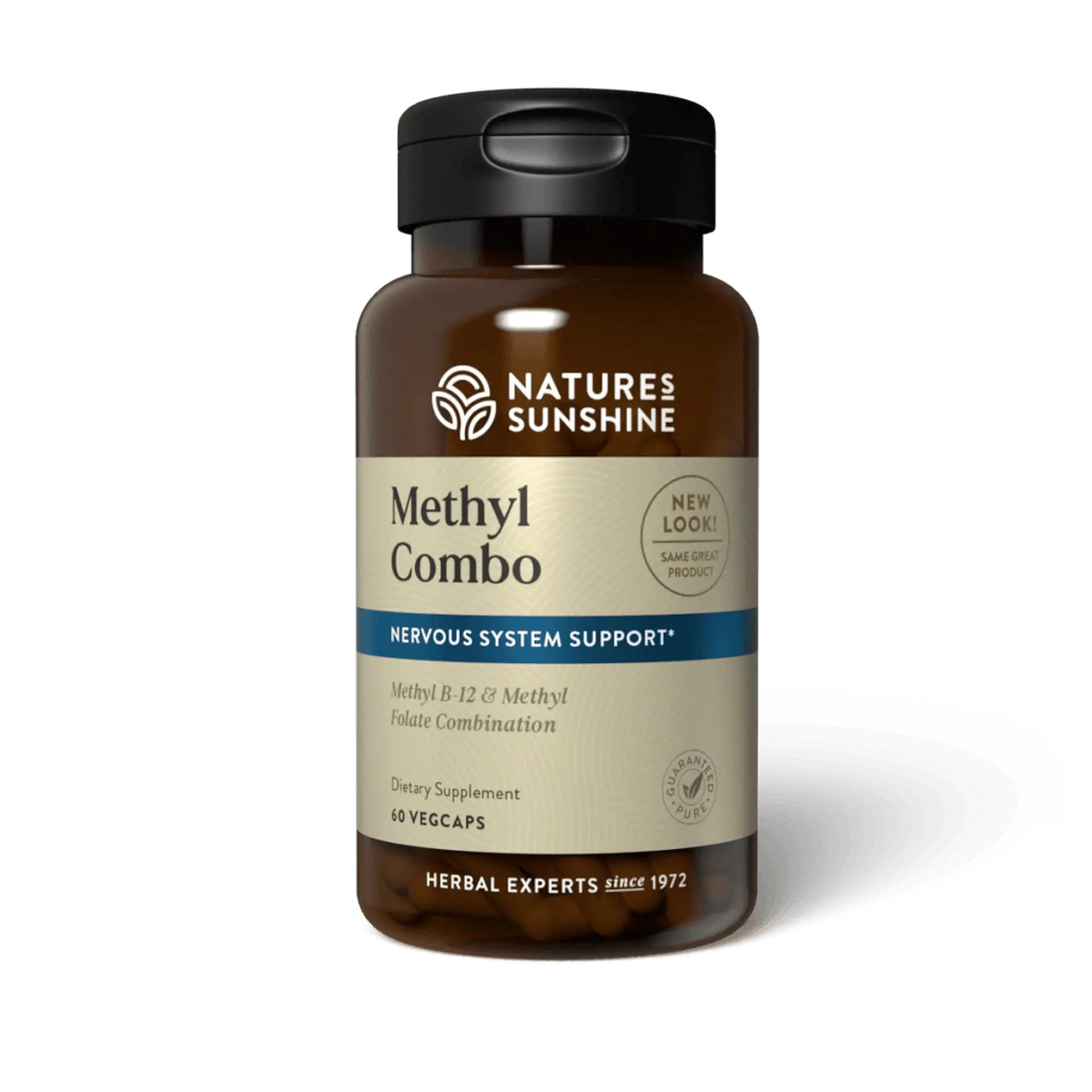 Nature's Sunshine Methyl Combo bottle close-up for energy support.