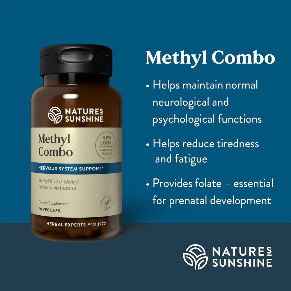 Nature's Sunshine Methyl Combo capsules spread for easy daily supplementation.