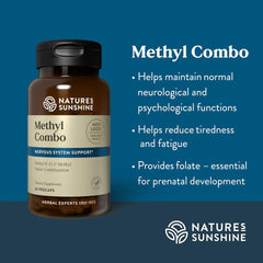 Nature's Sunshine Methyl Combo capsules spread for easy daily supplementation.