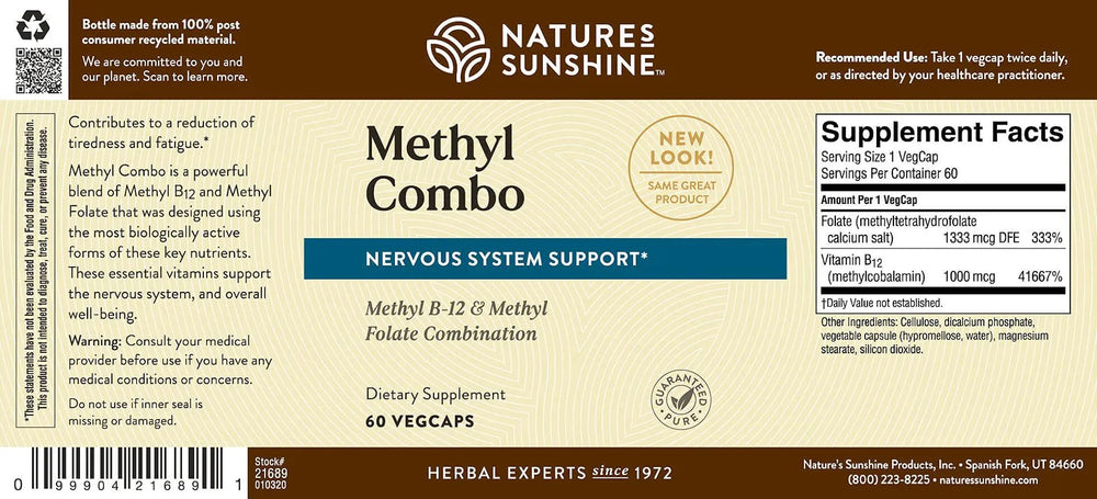Nature's Sunshine Methyl Combo dosing guide hints at daily intake.