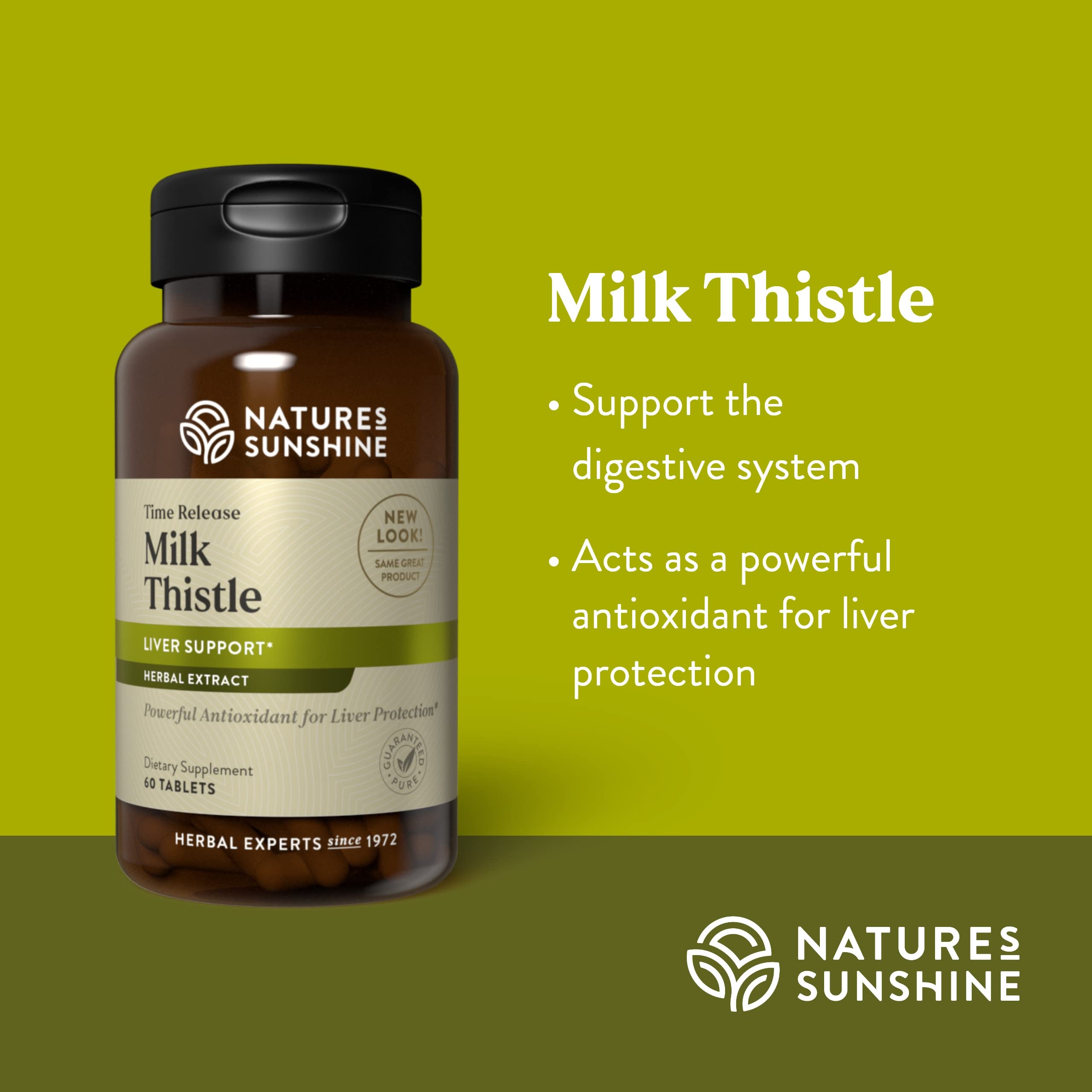 Nature's Sunshine Milk Thistle bottle cap with easy dosing.