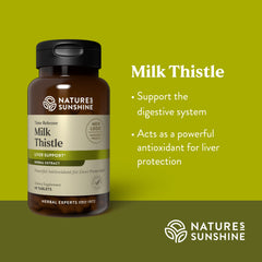 Nature's Sunshine Milk Thistle bottle cap with easy dosing.