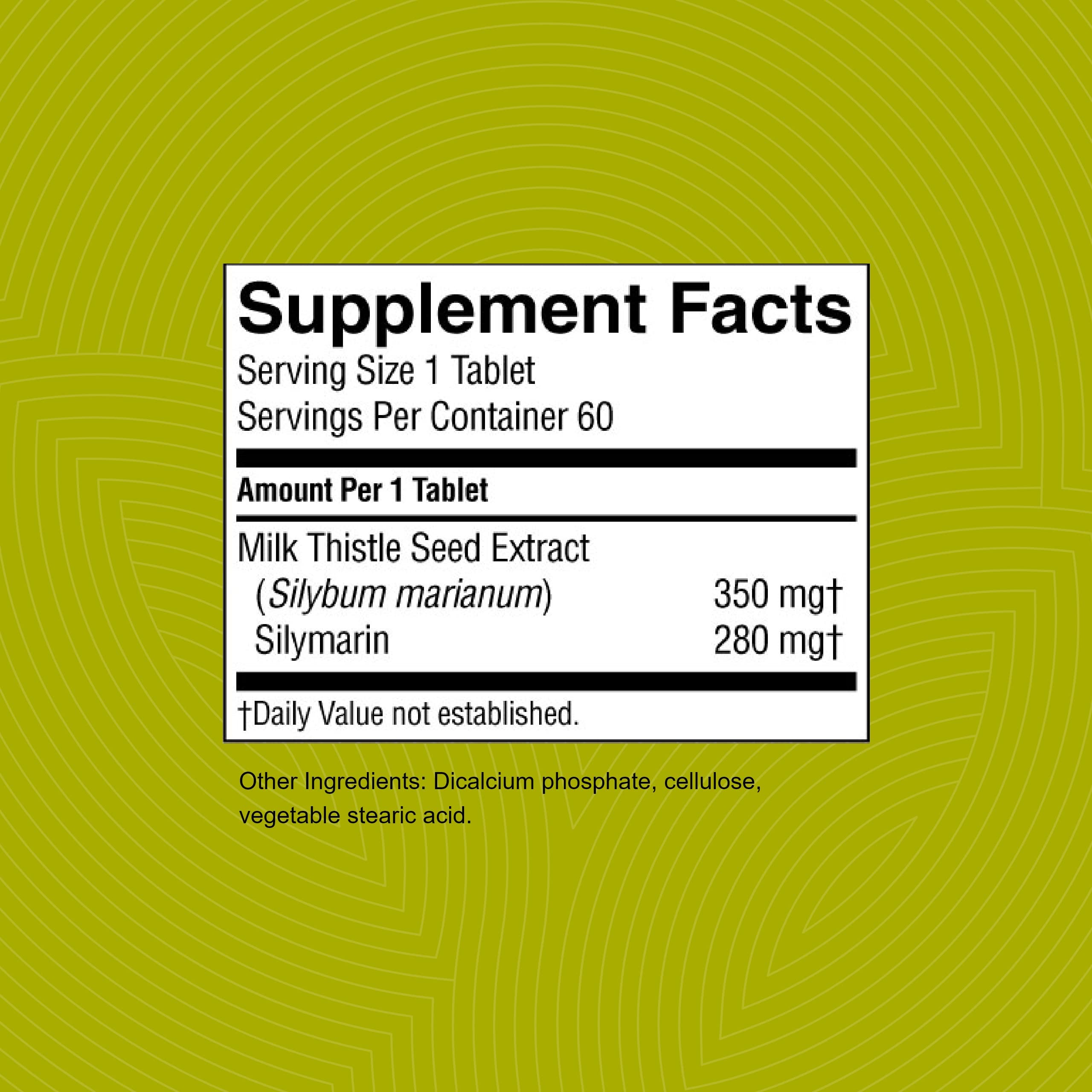 Nature's Sunshine Milk Thistle tablets closeup shows time-release tablets.