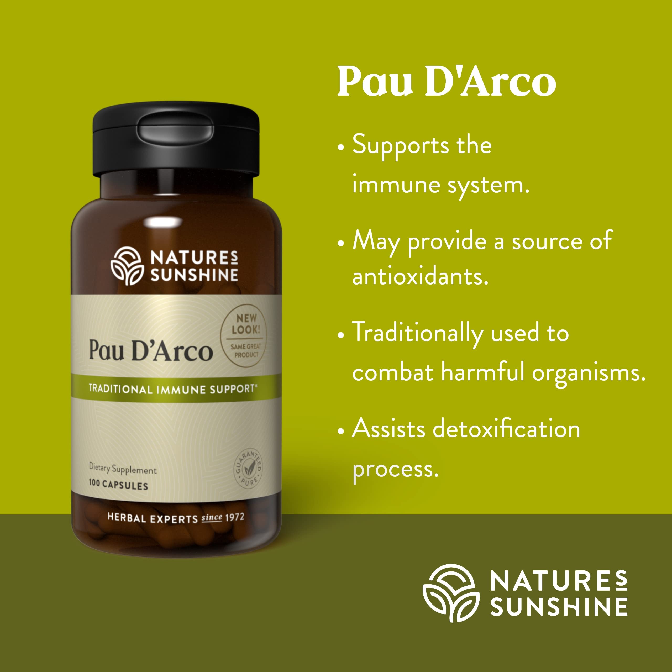 Nature's Sunshine Pau D'Arco ingredients panel – natural detox support insights.