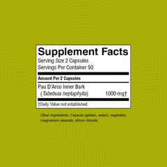 Nature's Sunshine Pau D'Arco label detail – traditional herb with purity.