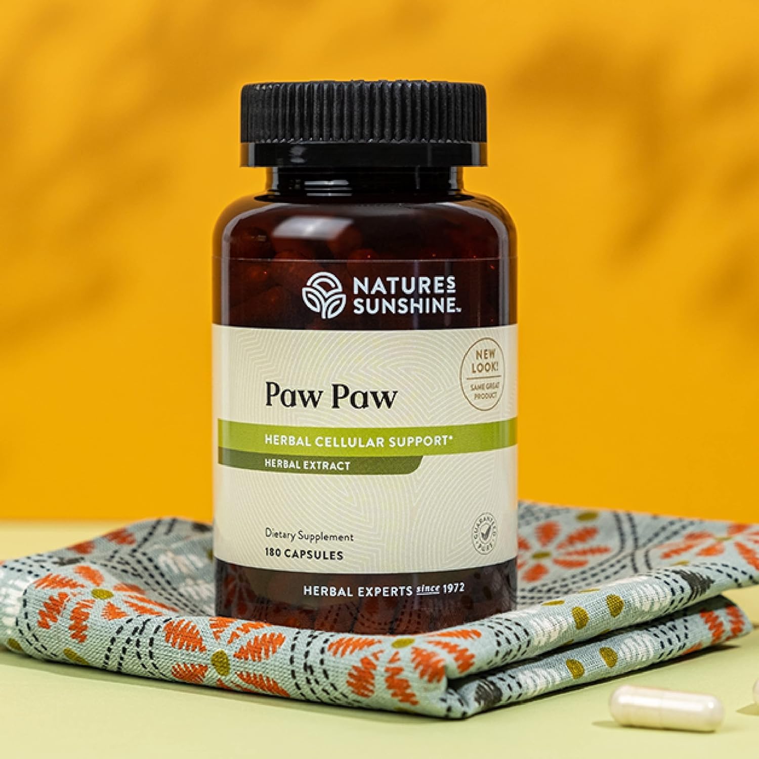 Nature's Sunshine Paw Paw Cell-Reg usage scene on a shelf for daily routine