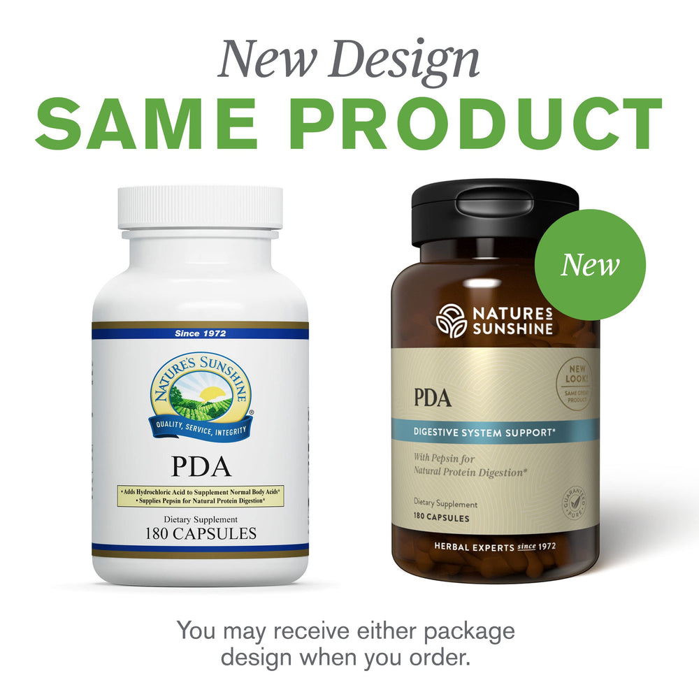 Nature's Sunshine PDA Combination label features and quality seals.