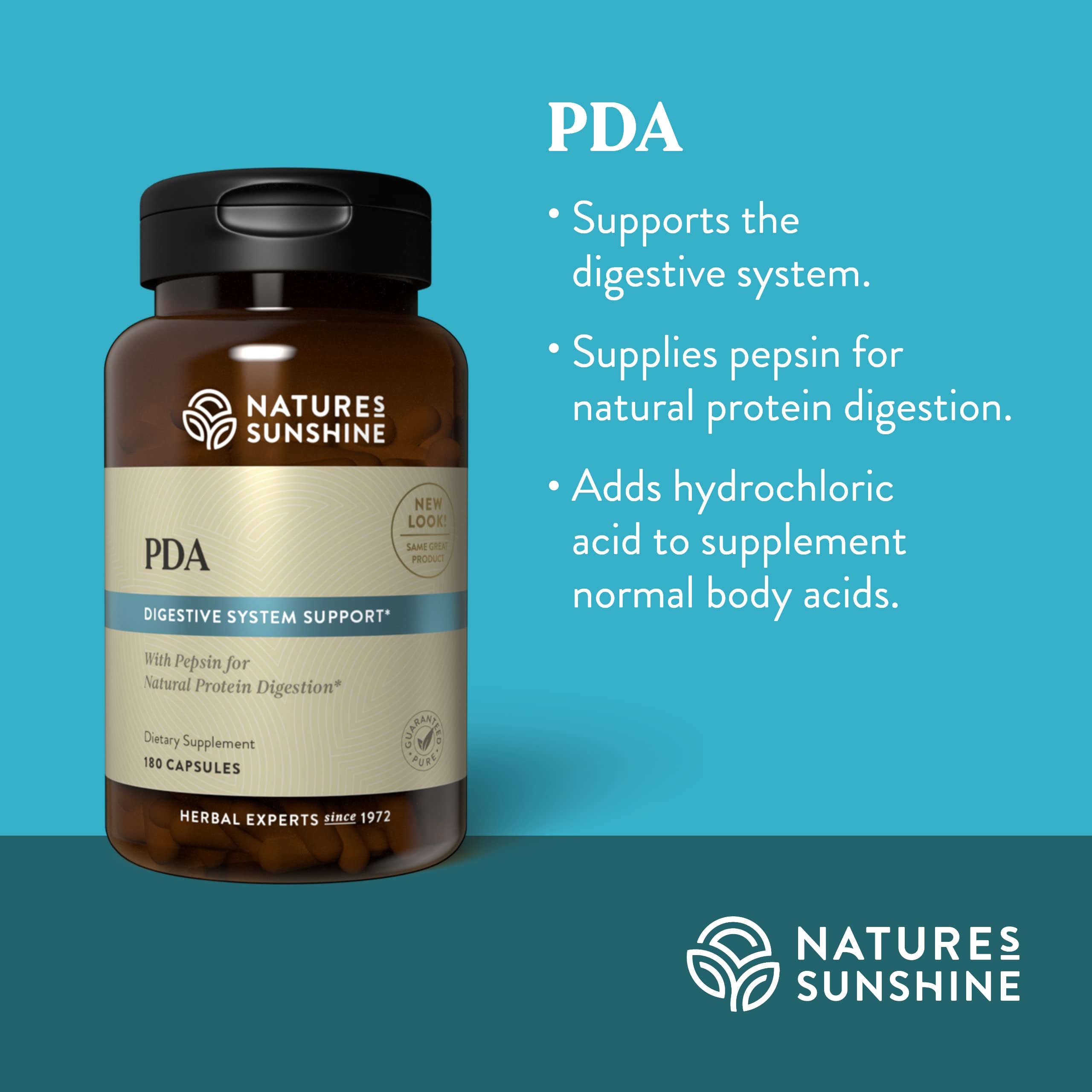 Nature's Sunshine PDA Combination packaging box, emphasizing USA-made manufacturing.