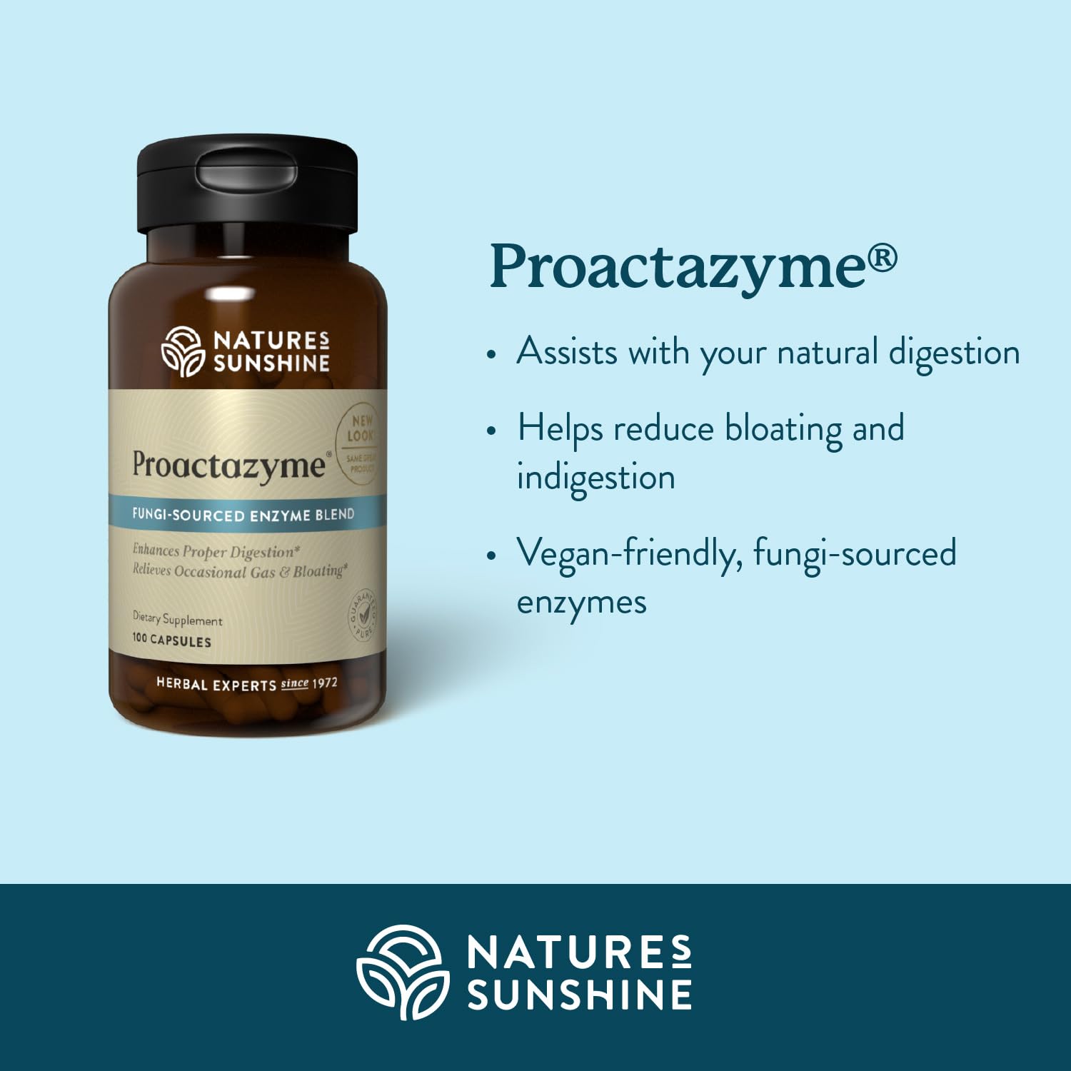 Nature's Sunshine Proactazyme ingredients highlight plant enzymes and herbal buffers