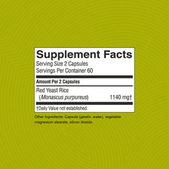Nature's Sunshine Red Yeast Rice label shows kosher certification and dosage details.