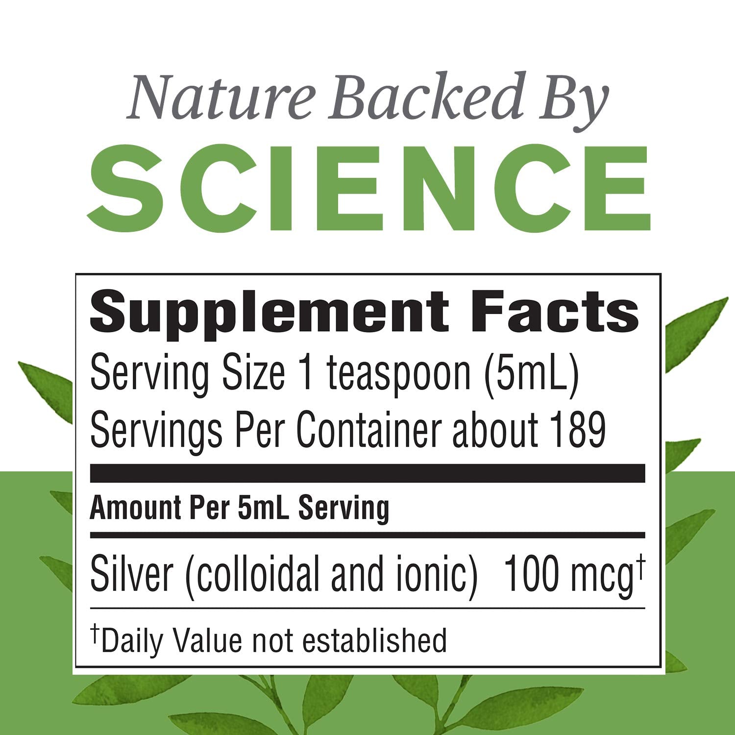 Nature's Sunshine Silver Shield Liquid label closeup with product details