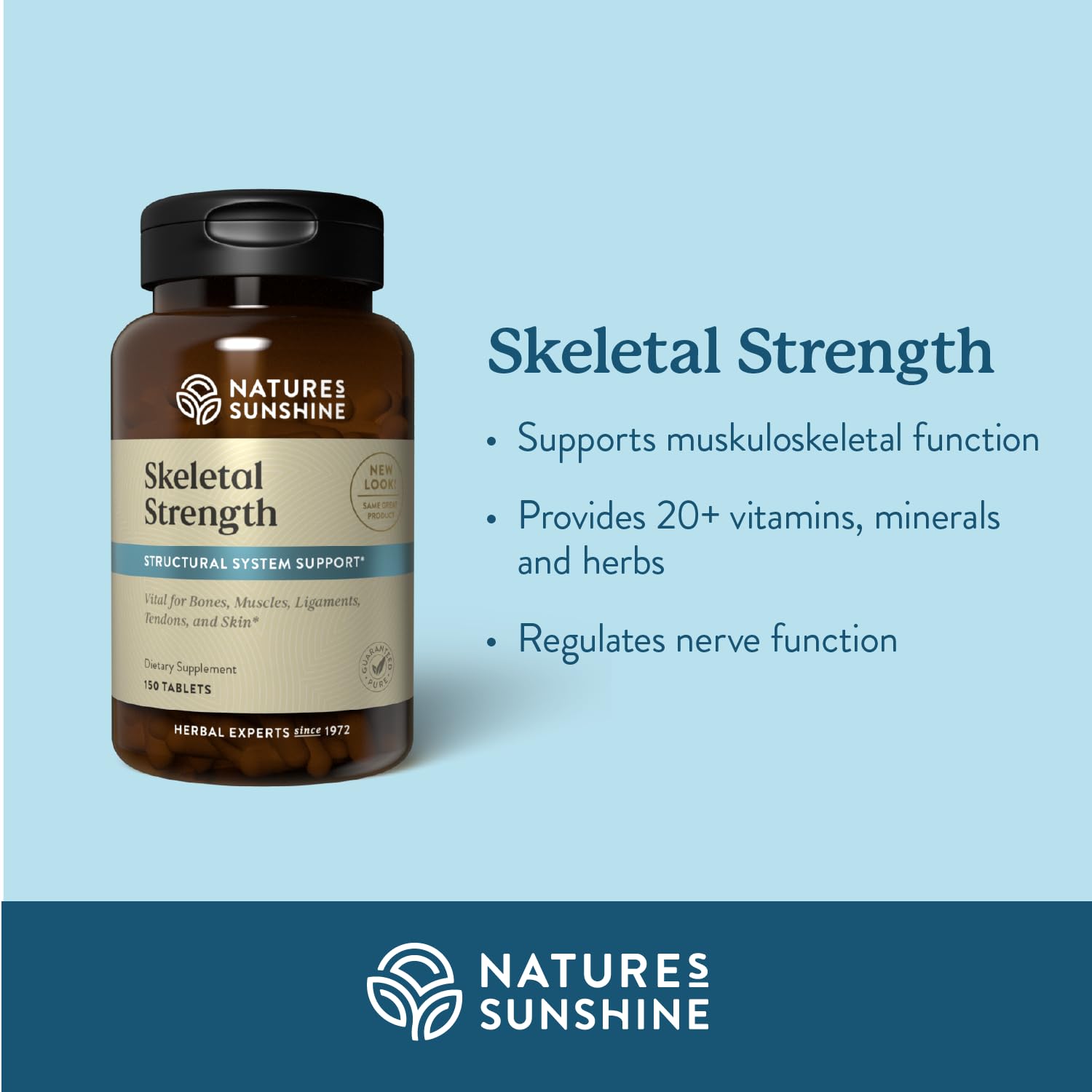 Nature's Sunshine Skeletal Strength ingredient list highlighting calcium citrate and vitamin D.