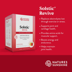 Nature's Sunshine Solstic Revive ingredients graphic emphasizes amino acids for muscular support
