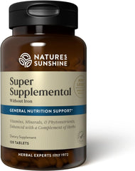 Nature's Sunshine Super Supplemental w/o Iron tablets for daily nutrition and energy support.