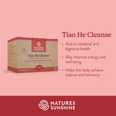Nature's Sunshine Tiao He bottle label close-up highlighting traditional herbs.