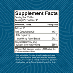 Label highlights 250 mg vitamin C per tablet for a straightforward daily option.