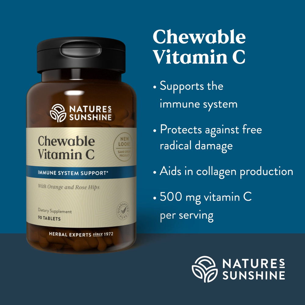 Ingredients list includes calcium ascorbate and rose hips for a natural potency.