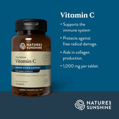Nature's Sunshine Vitamin C Time Release packaging with health benefits overview