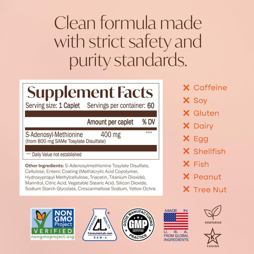 Nature's Trove SAM-e 400mg blister pack freshness emphasizes product integrity.