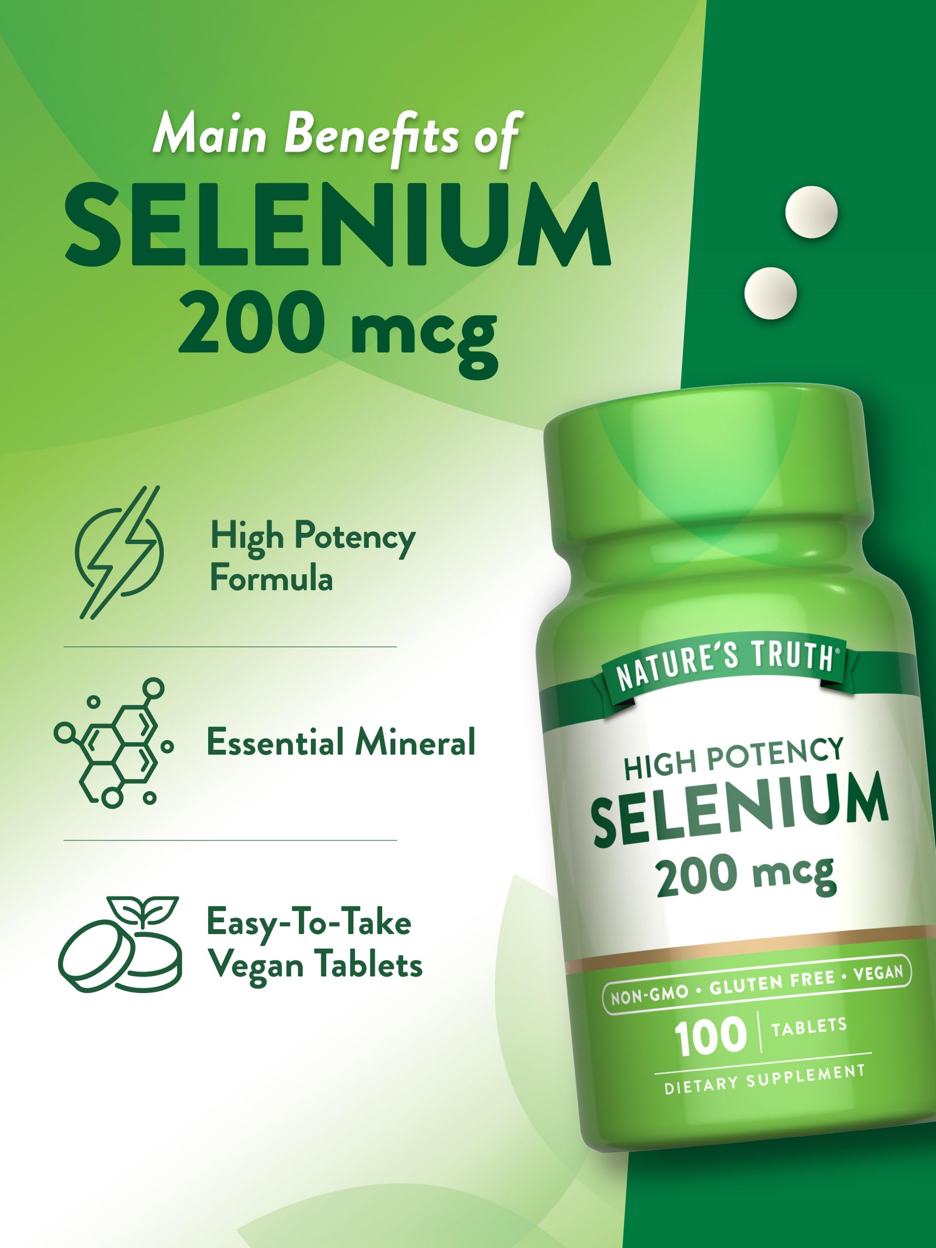 Nature's Truth amber bottle with seal signals high-potency selenium.